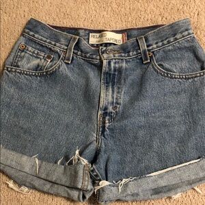 Relaxed Tapered Women's Blue Denim Shorts
